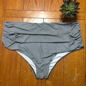 Plus swim bottoms — navy and white stripes